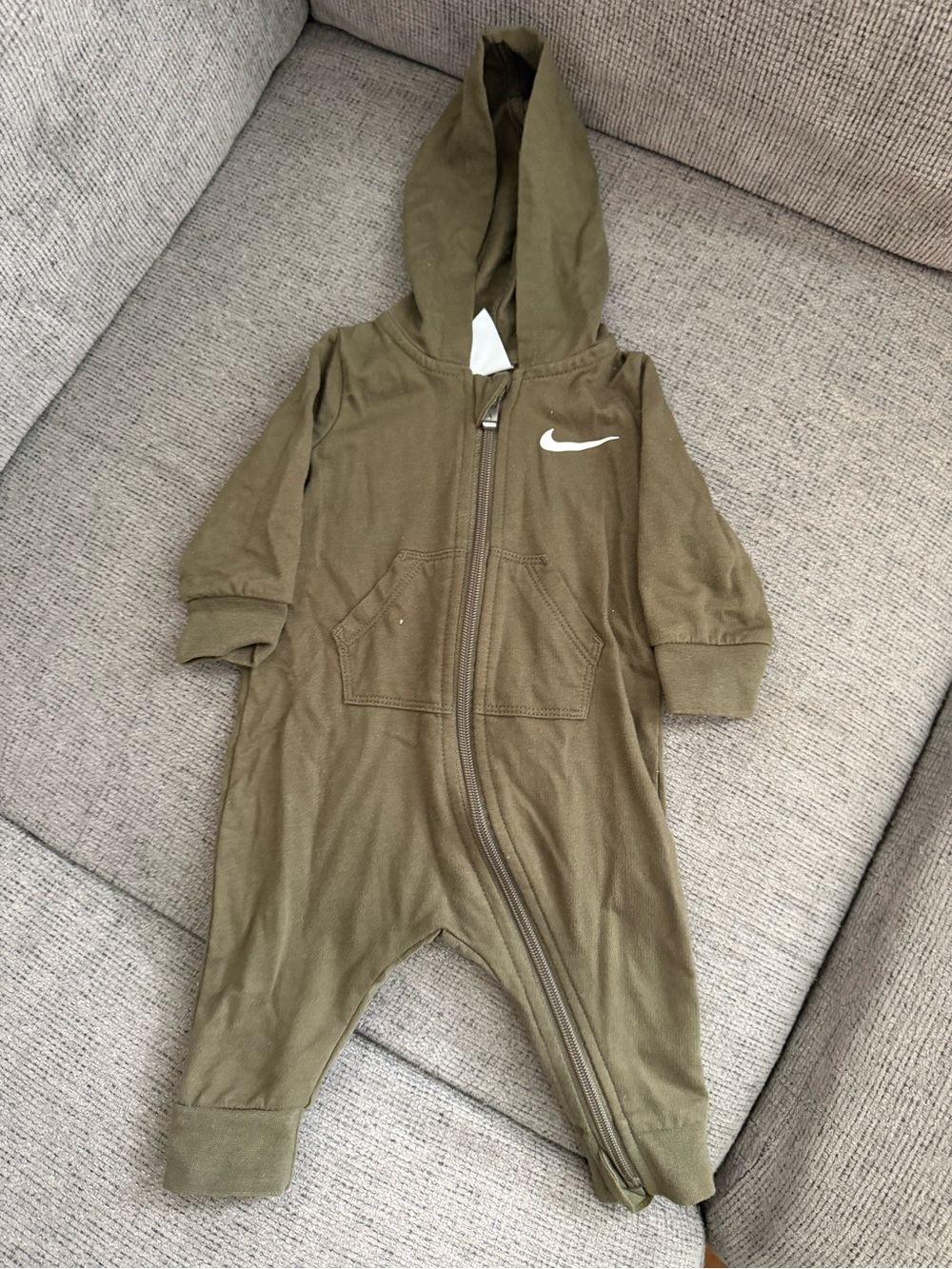 Nike Olive Hooded Baby Footie One-Piece